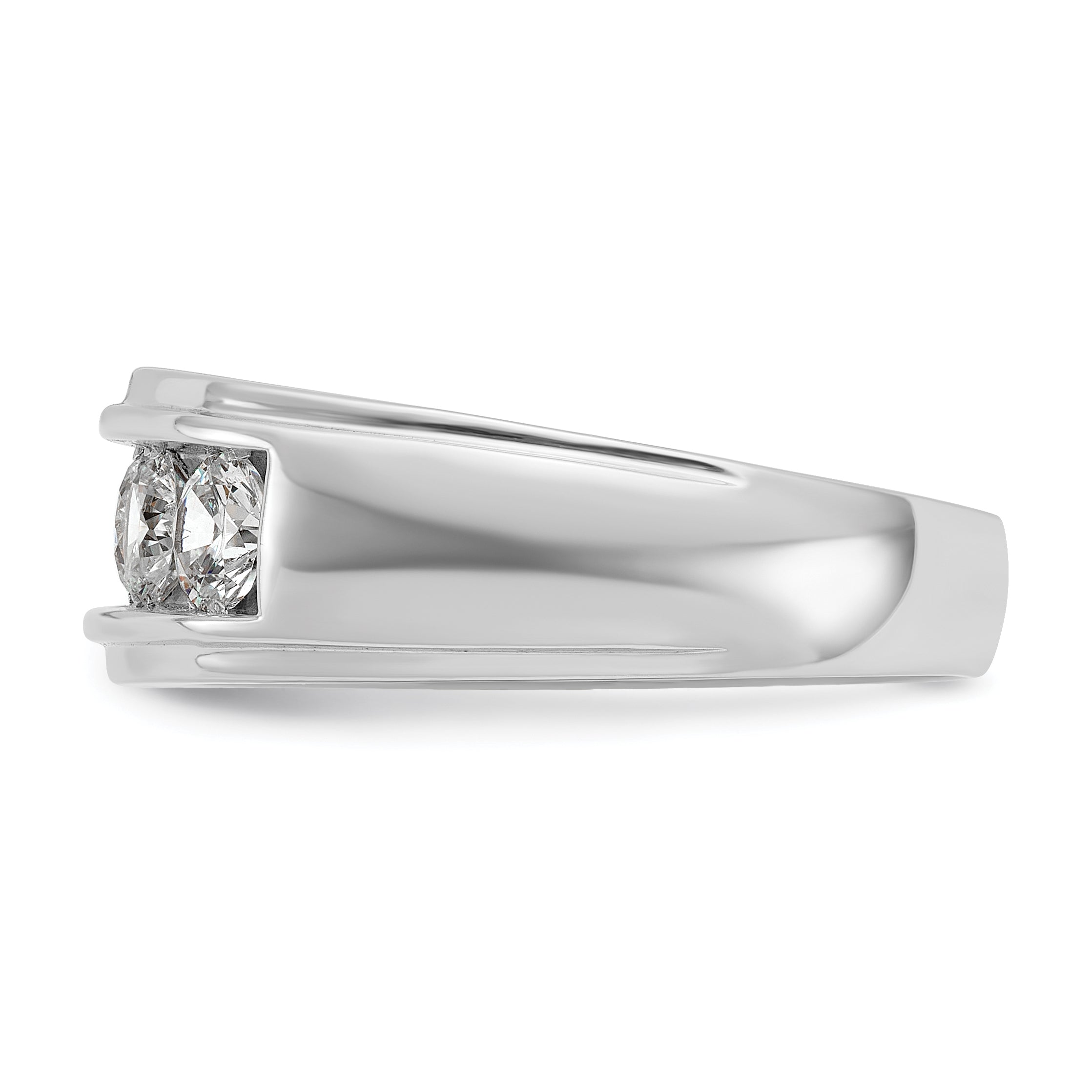14k White Gold Men's Polished and Grooved 5-Stone Ring Mounting, Mounting Only - Sophia Jewelers