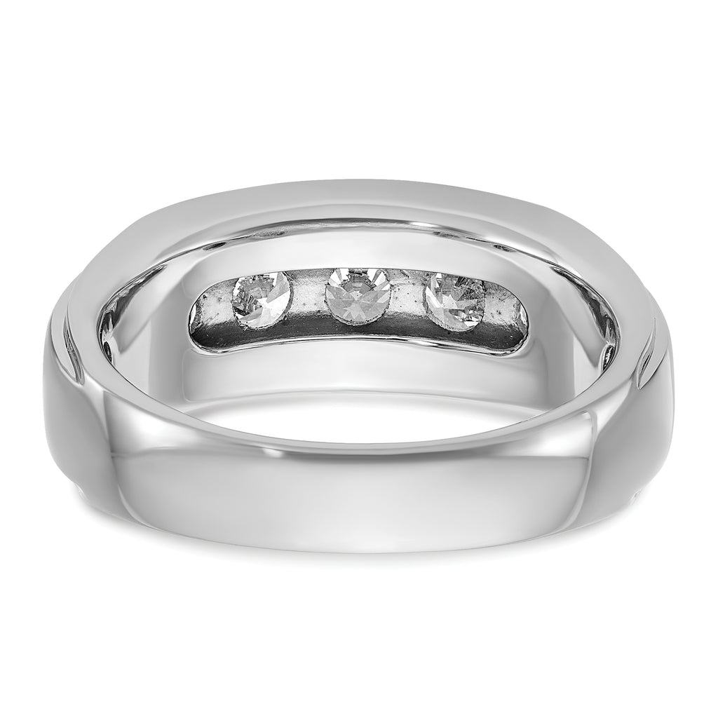 14k White Gold Mens Polished and Grooved 5-Stone 1.5 Carat AA Diamond Ring - Sophia Jewelers