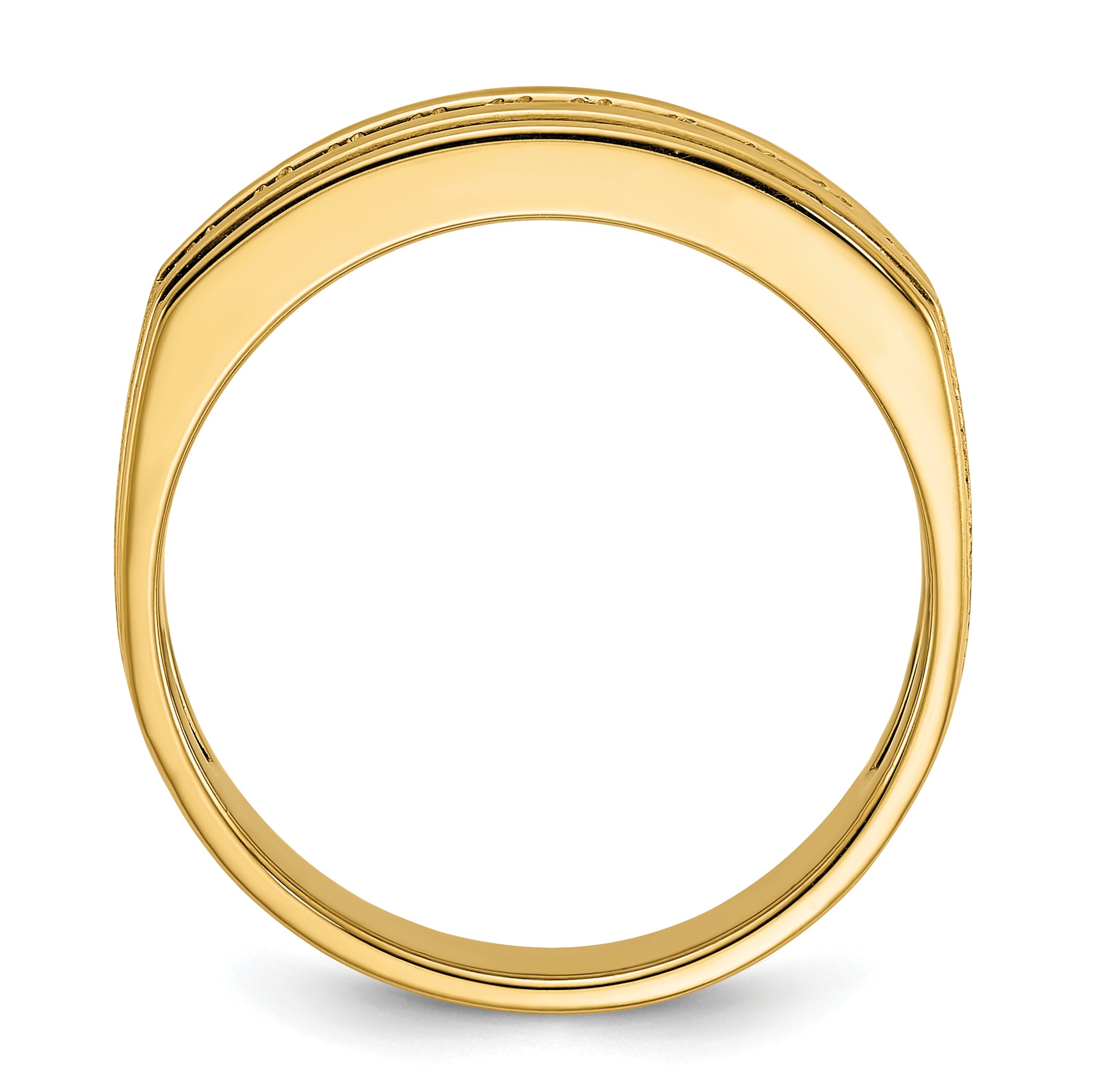 14k Men's Polished and Satin Square 10-Stone Ring Mounting, Mounting Only - Sophia Jewelers