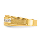 14k Men's Polished and Satin Square 10-Stone Ring Mounting, Mounting Only - Sophia Jewelers