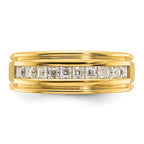 14k Men's Polished and Satin Square 10-Stone 1/2 Carat AA Quality Diamond Ring - Sophia Jewelers