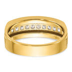 14k Men's Polished and Satin Square 10-Stone Ring Mounting, Mounting Only - Sophia Jewelers