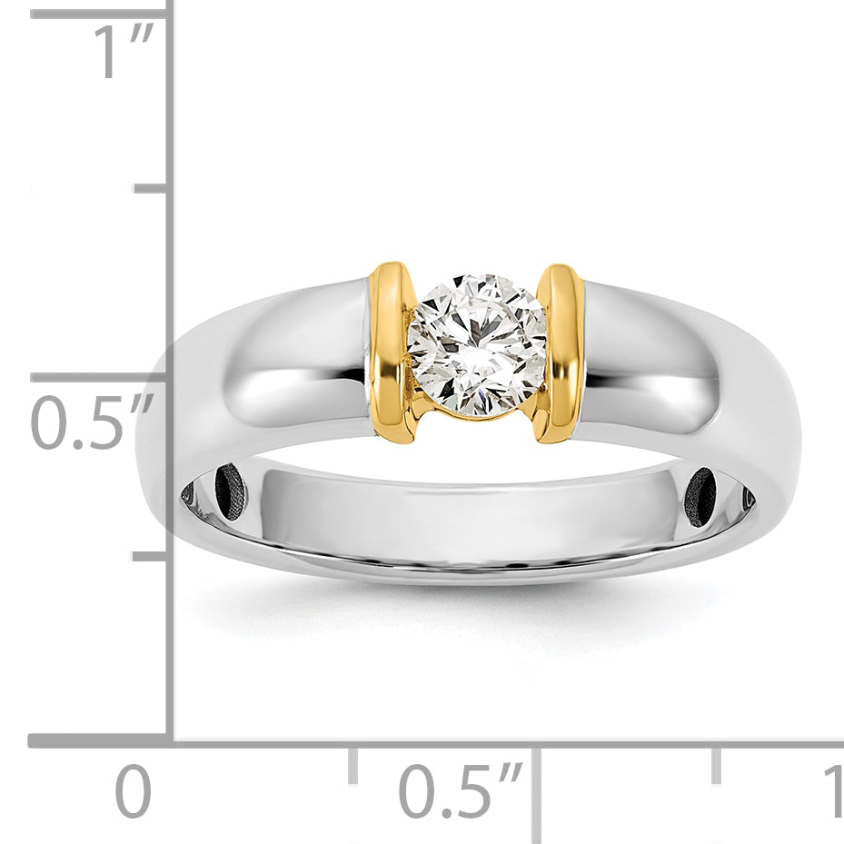 14k Two-Tone 1/2 carat Lab Grown Diamond VS/SI+ G+ Complete Men's Wedding Band - Sophia Jewelers