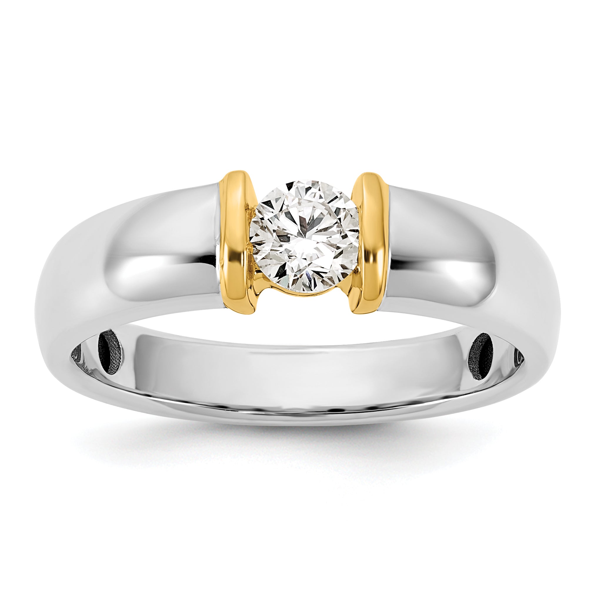 14k Two-Tone 1/2 carat Lab Grown Diamond VS/SI+ G+ Complete Men's Wedding Band - Sophia Jewelers Main image