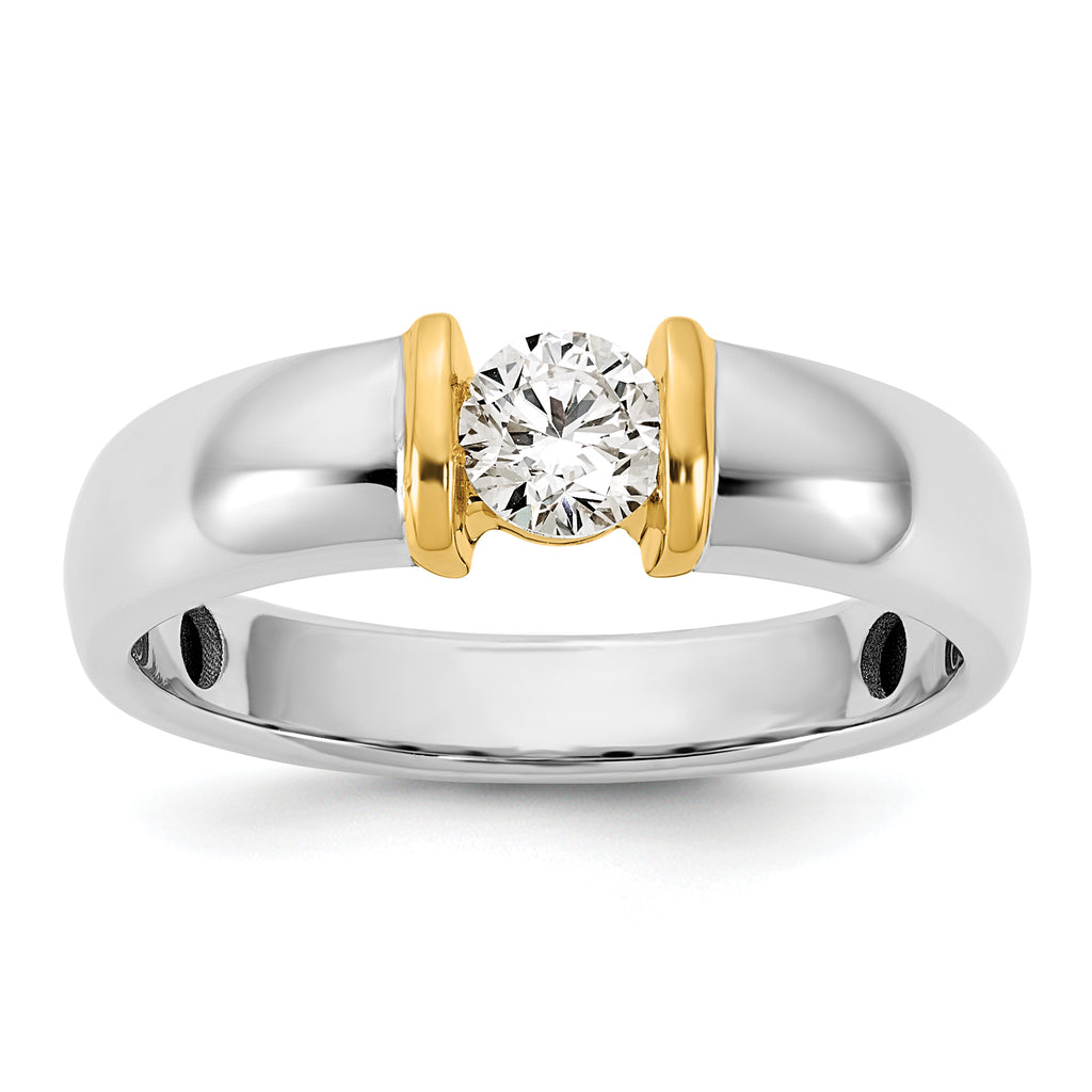 14k Two-tone 1/2 carat Mens Wedding Band - Sophia Jewelers