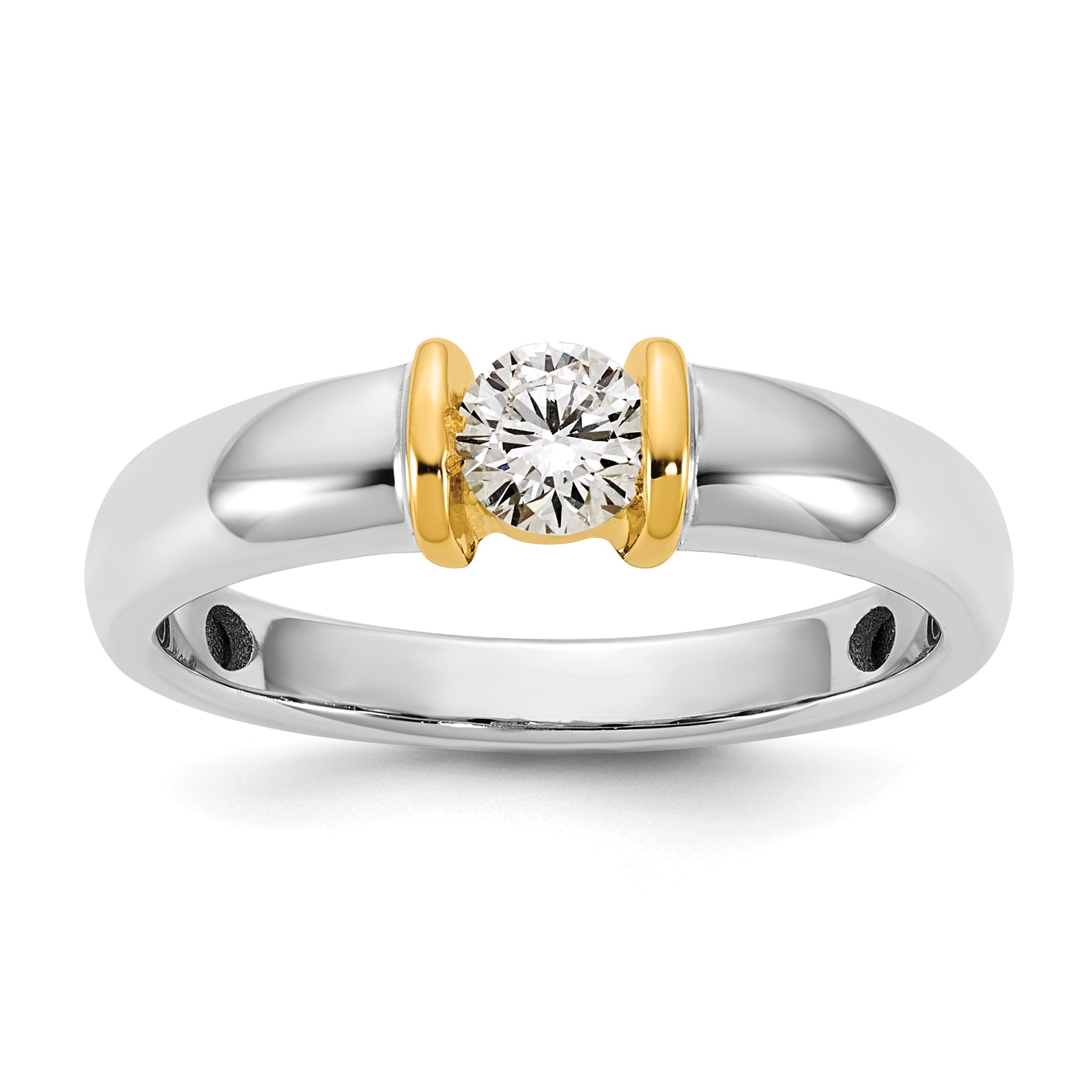 14k Two-Tone Ladies Wedding Band Mounting, Mounting Only - Sophia Jewelers