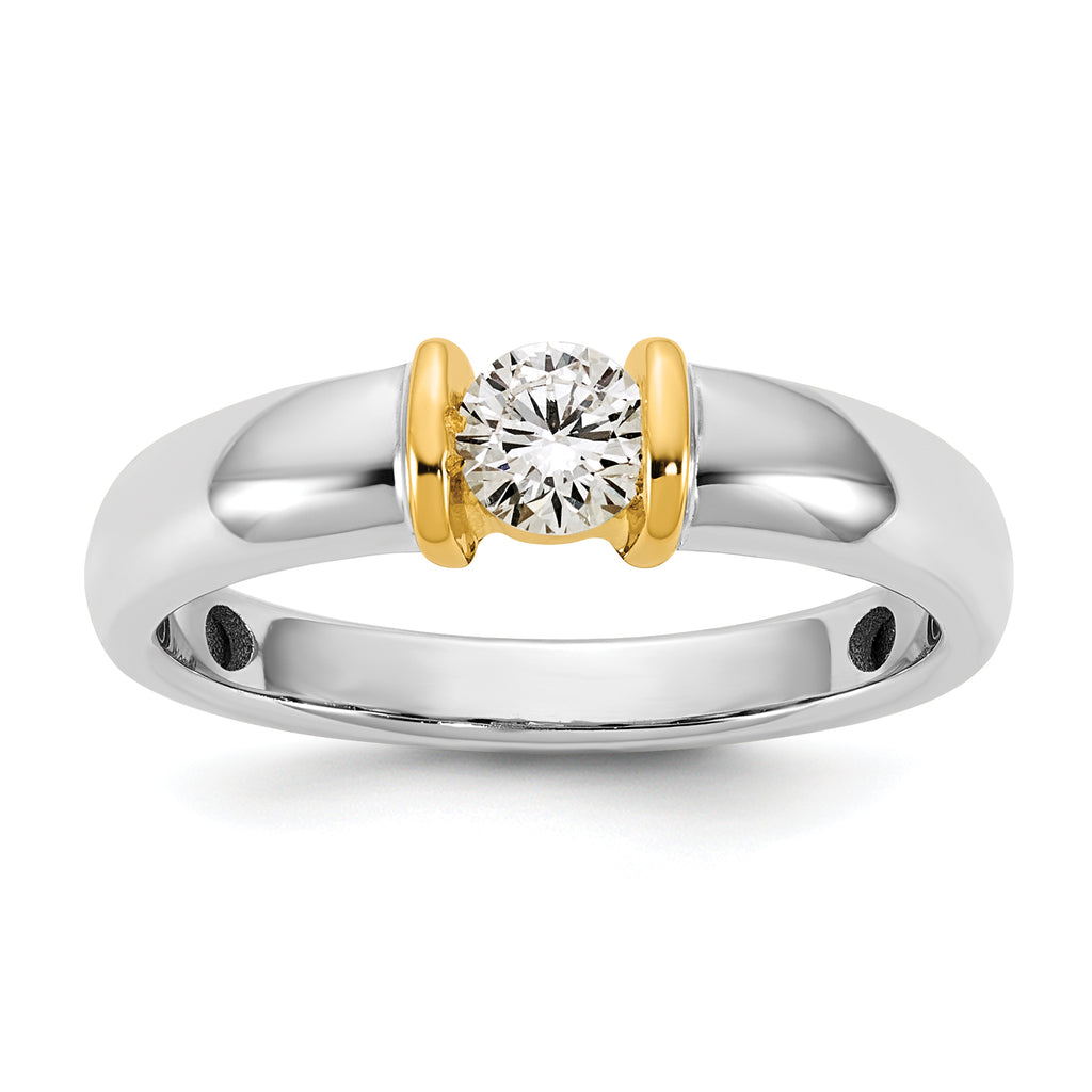 14k Two-Tone 1/3 carat Lab Grown Diamond VS/SI+ G+ Complete Ladies Wedding Band - Sophia Jewelers