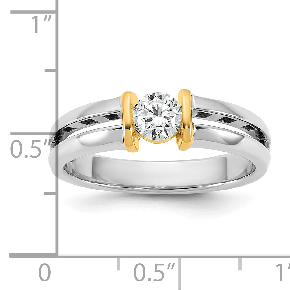14k Two-Tone 1/2 carat Lab Grown Diamond VS/SI+ G+ Complete Men's Wedding Band - Sophia Jewelers
