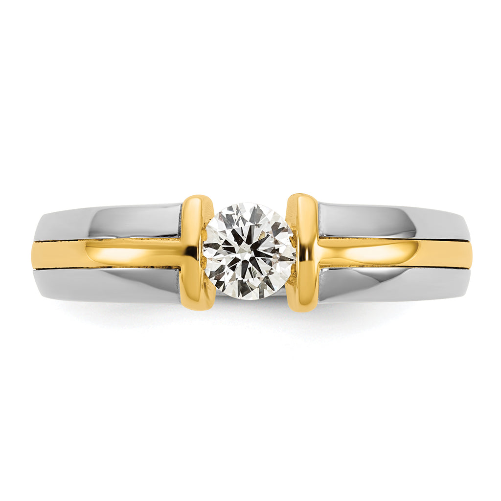 14k Two-Tone 1/2 carat Lab Grown Diamond VS/SI+ G+ Complete Men's Wedding Band - Sophia Jewelers