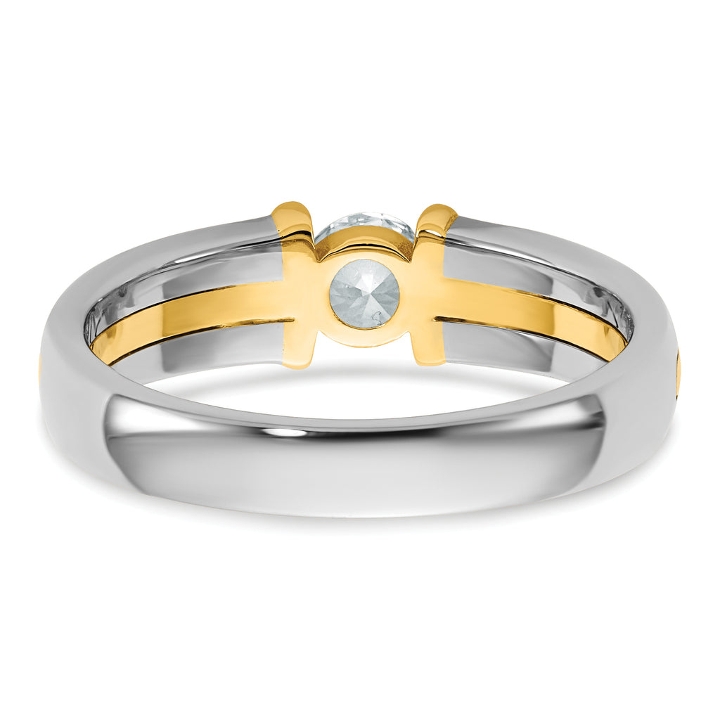 14k Two-Tone 1/2 carat Lab Grown Diamond VS/SI+ G+ Complete Men's Wedding Band - Sophia Jewelers