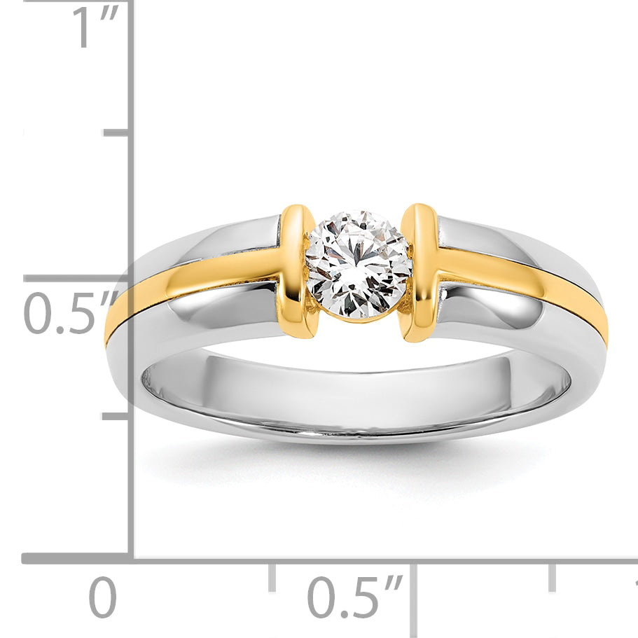 14k Two-Tone 1/2 carat Lab Grown Diamond VS/SI+ G+ Complete Men's Wedding Band - Sophia Jewelers