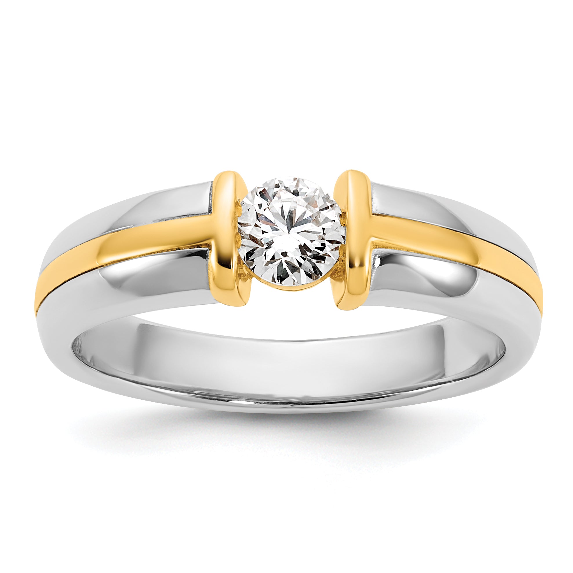 14k Two-Tone Men's Wedding Band Mounting, Mounting Only - Sophia Jewelers Main image