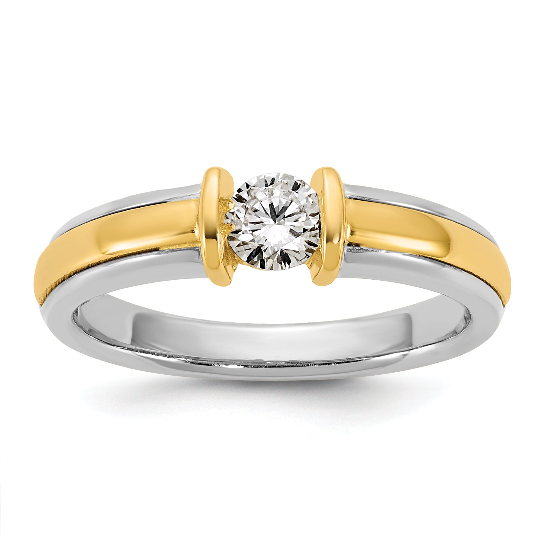 14k Two-tone 1/3 carat Ladies Wedding Band - Sophia Jewelers