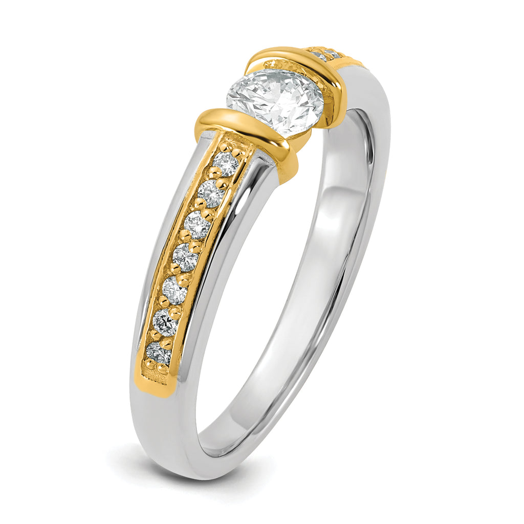 14k Two-Tone 1/2 carat Lab Grown Diamond VS/SI+ G+ Complete Ladies Wedding Band - Sophia Jewelers