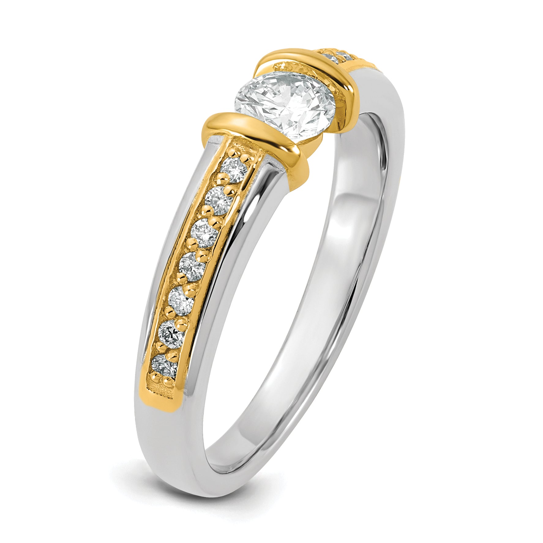 14k Two-Tone 1/2 carat Lab Grown Diamond VS/SI+ G+ Complete Ladies Wedding Band - Sophia Jewelers