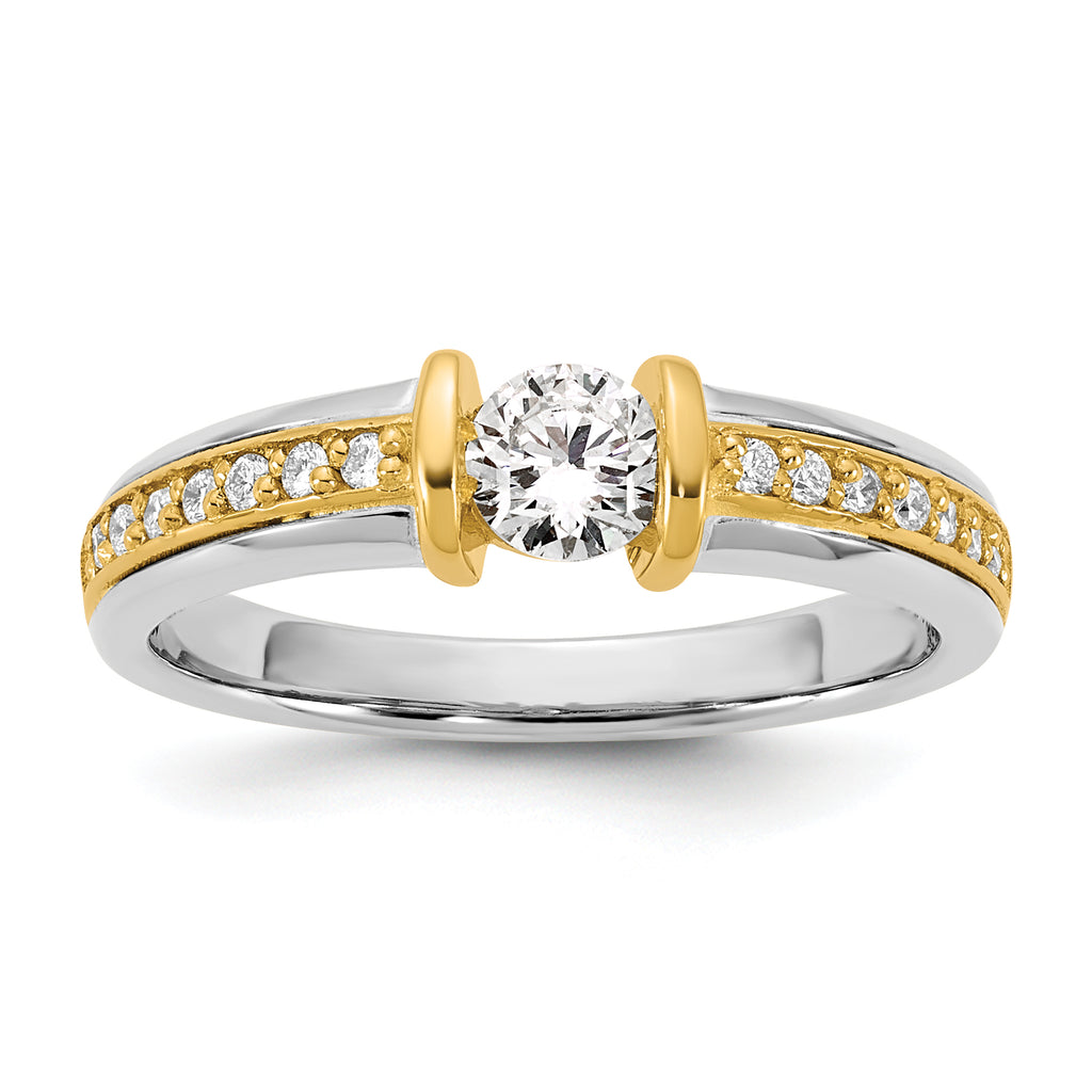 14k Two-tone 1/2 carat Ladies Wedding Band - Sophia Jewelers