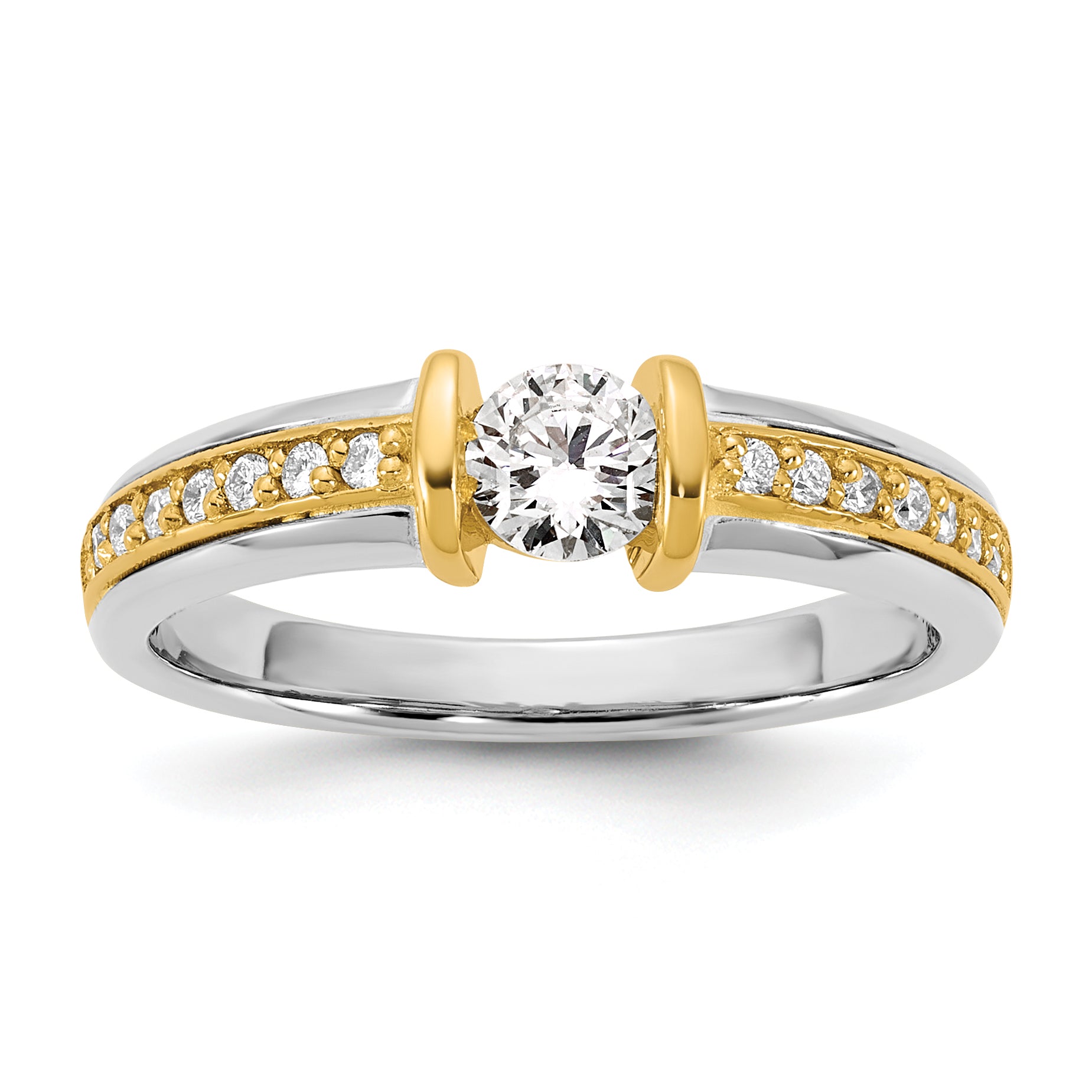 14k Two-tone 1/2 carat Ladies Wedding Band - Sophia Jewelers