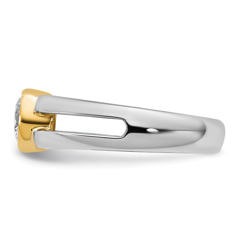 14k Two-Tone 1 carat Lab Grown Diamond VS/SI+ G+ Complete Men's Wedding Band - Sophia Jewelers