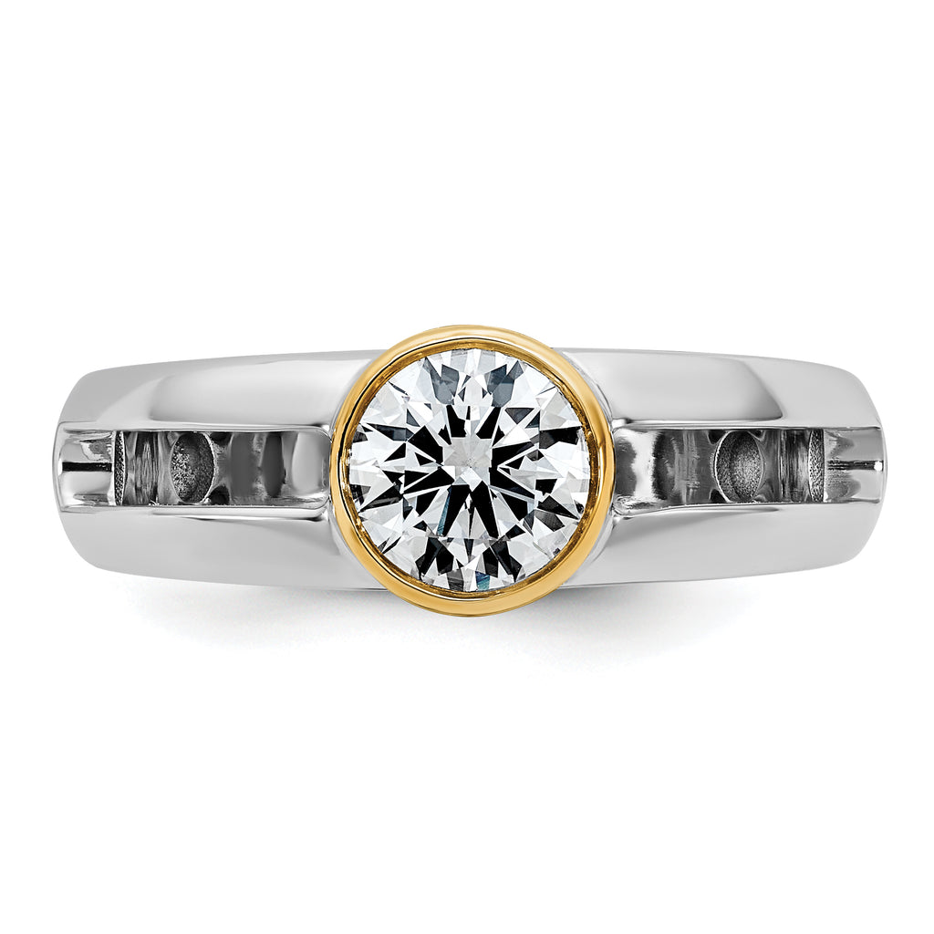 14k Two-Tone Men's Wedding Band Mounting, Mounting Only - Sophia Jewelers