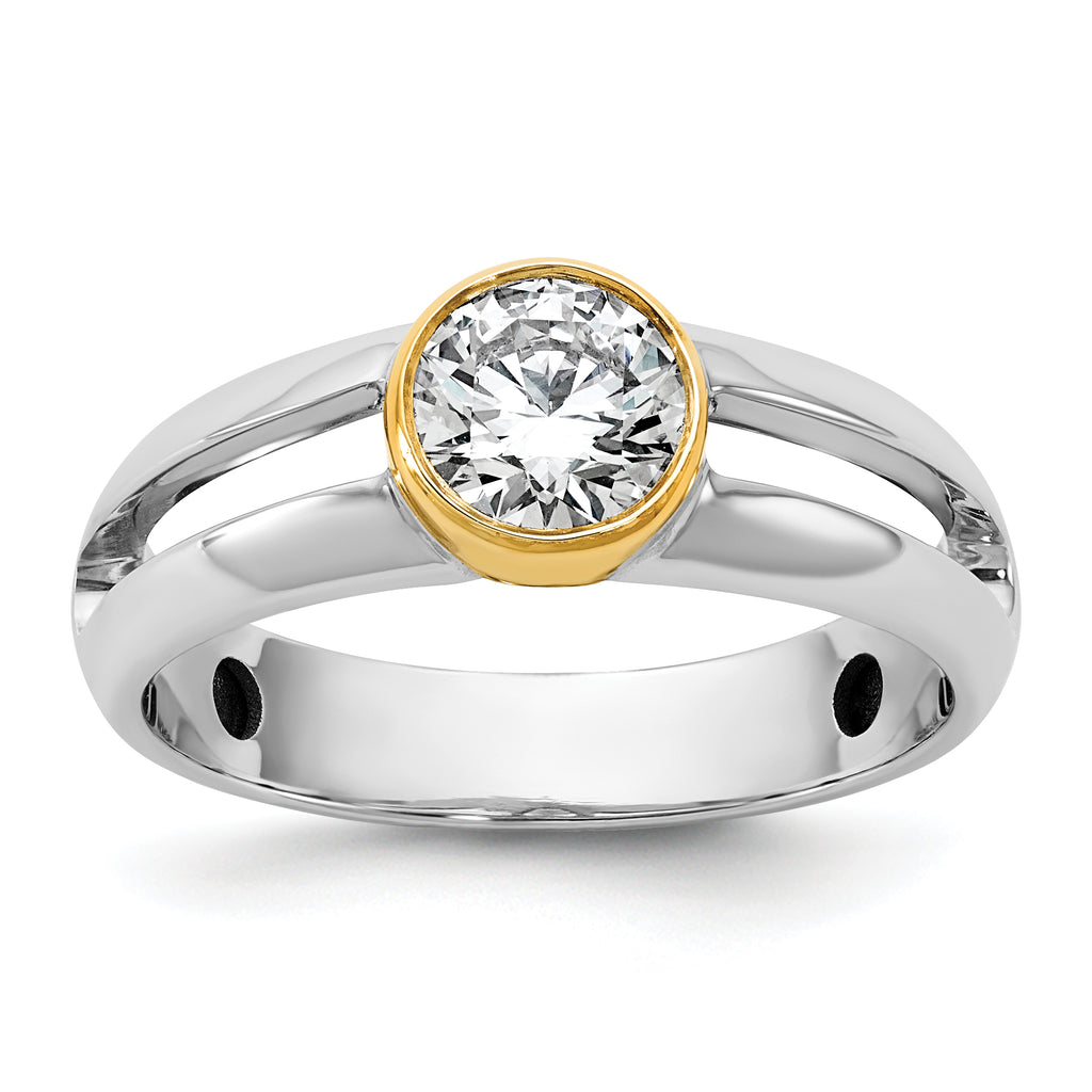 14k Two-Tone 1 carat Lab Grown Diamond VS/SI+ G+ Complete Men's Wedding Band - Sophia Jewelers