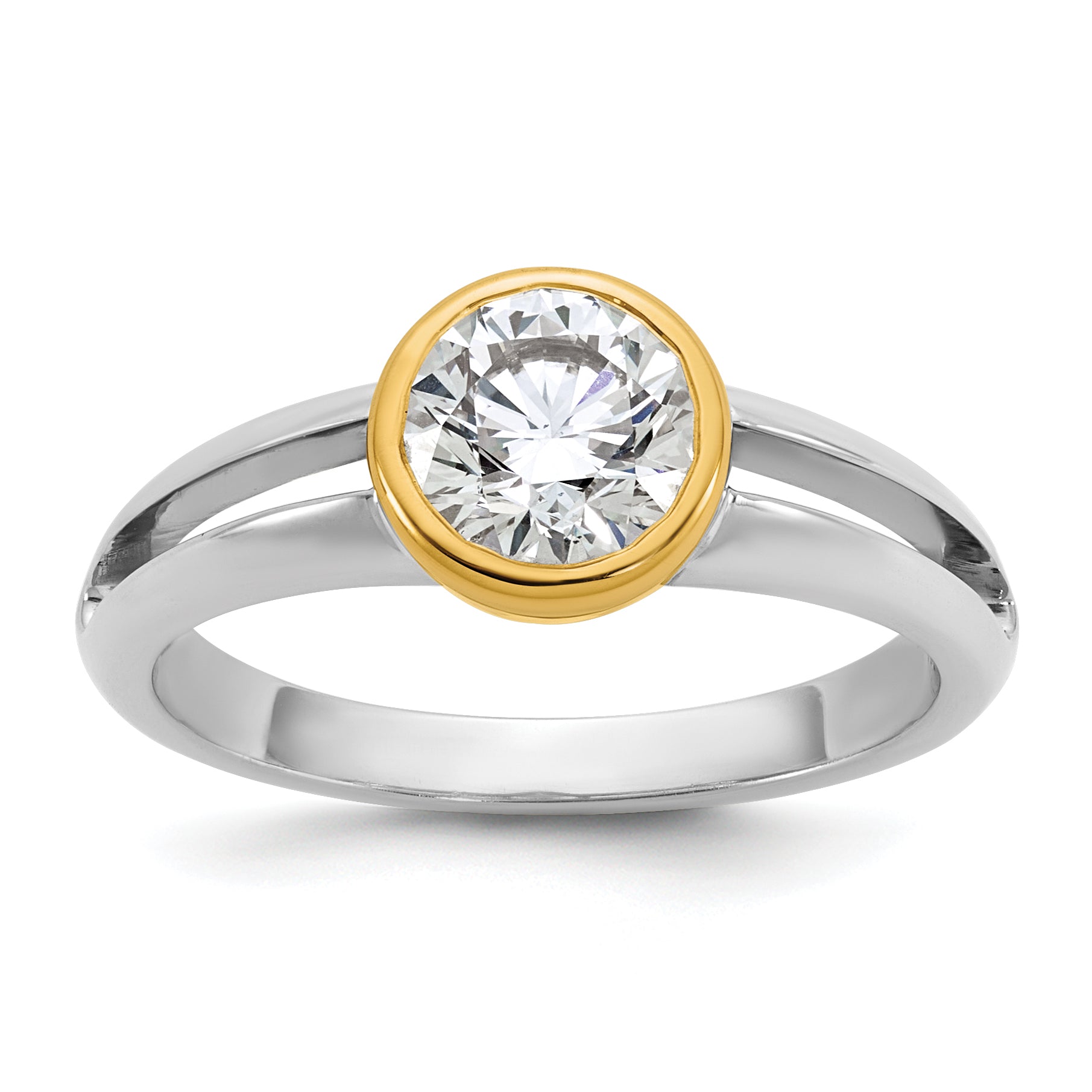 14k Two-Tone 1 carat Lab Grown Diamond VS/SI+ G+ Complete Ladies Wedding Band - Sophia Jewelers