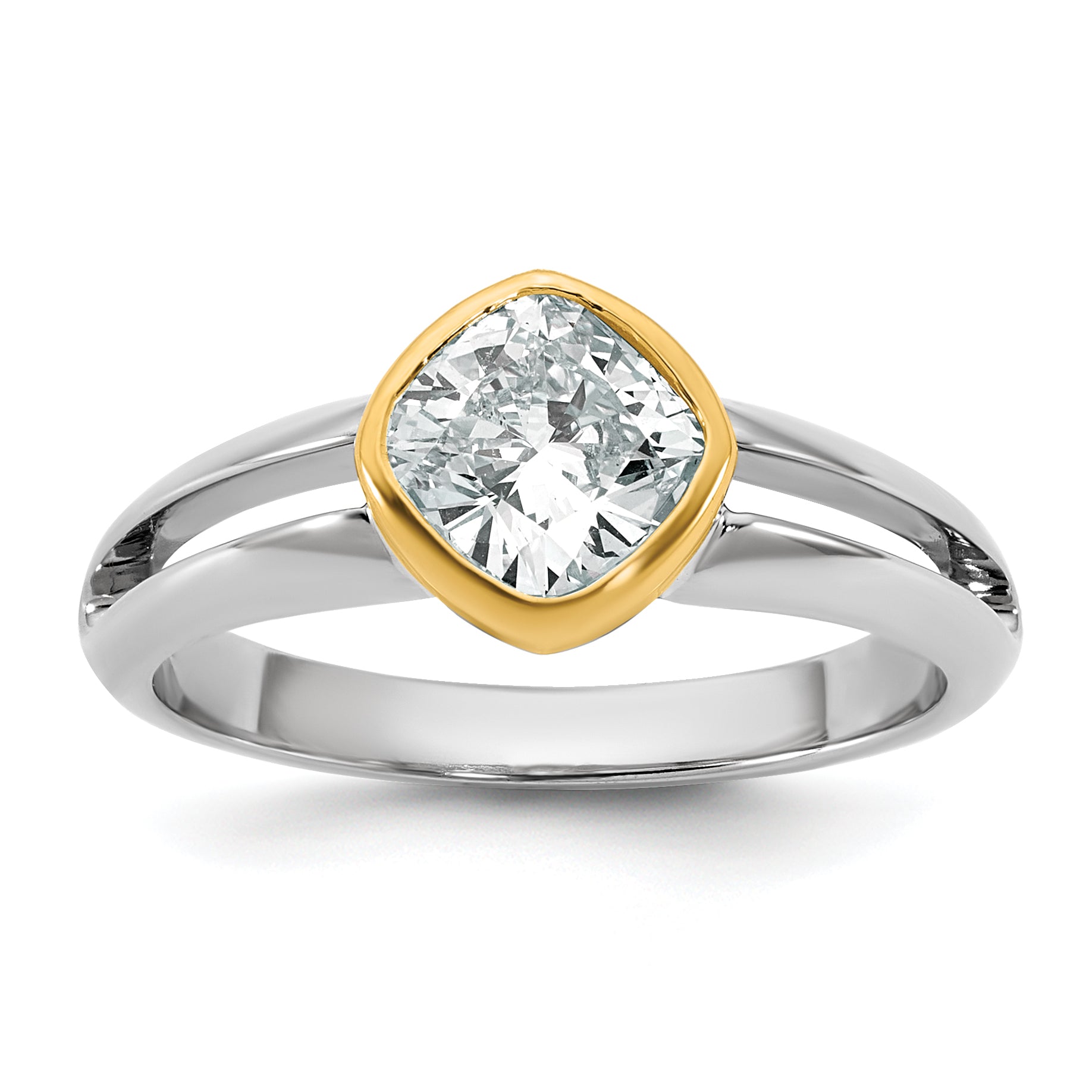 14k Two-Tone Ladies Wedding Band Mounting, Mounting Only - Sophia Jewelers