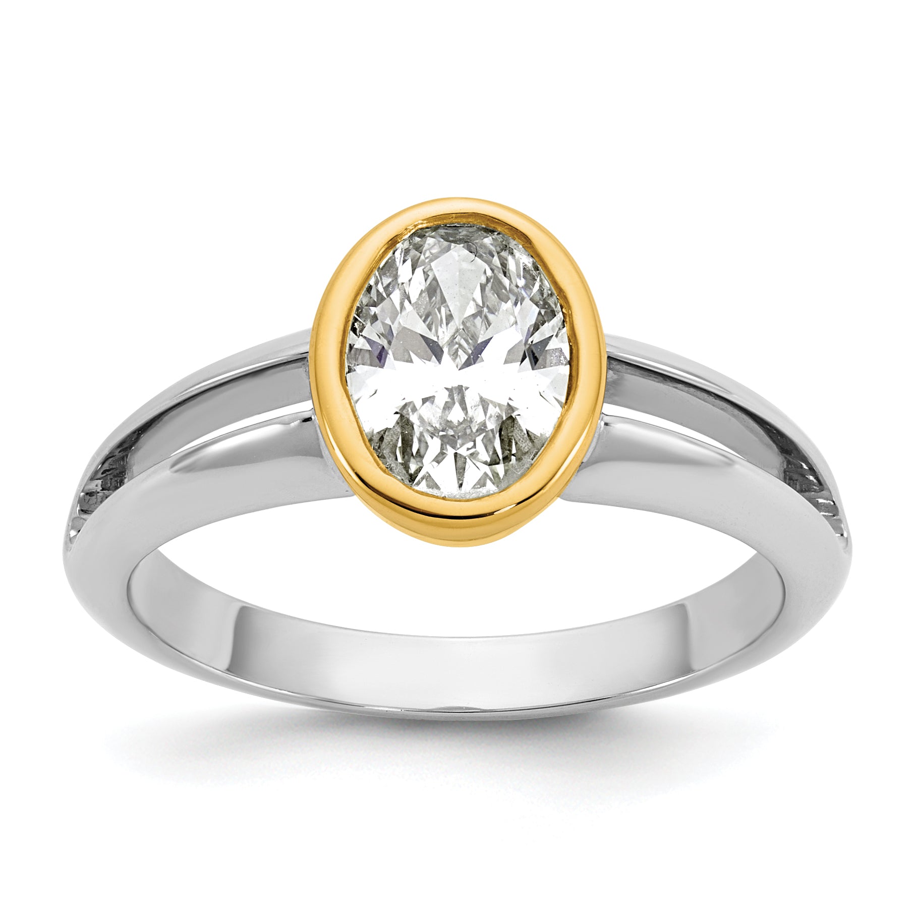 14k Two-Tone Ladies Wedding Band Mounting, Mounting Only - Sophia Jewelers
