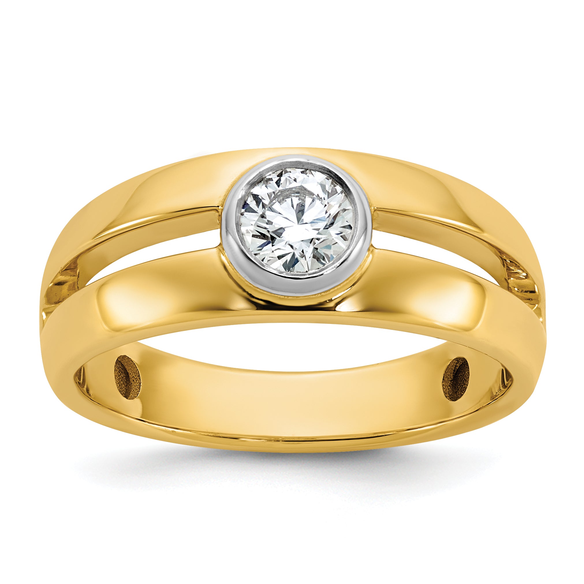 14k Two-Tone 1/2 carat Lab Grown Diamond VS/SI+ G+ Complete Men's Wedding Band - Sophia Jewelers
