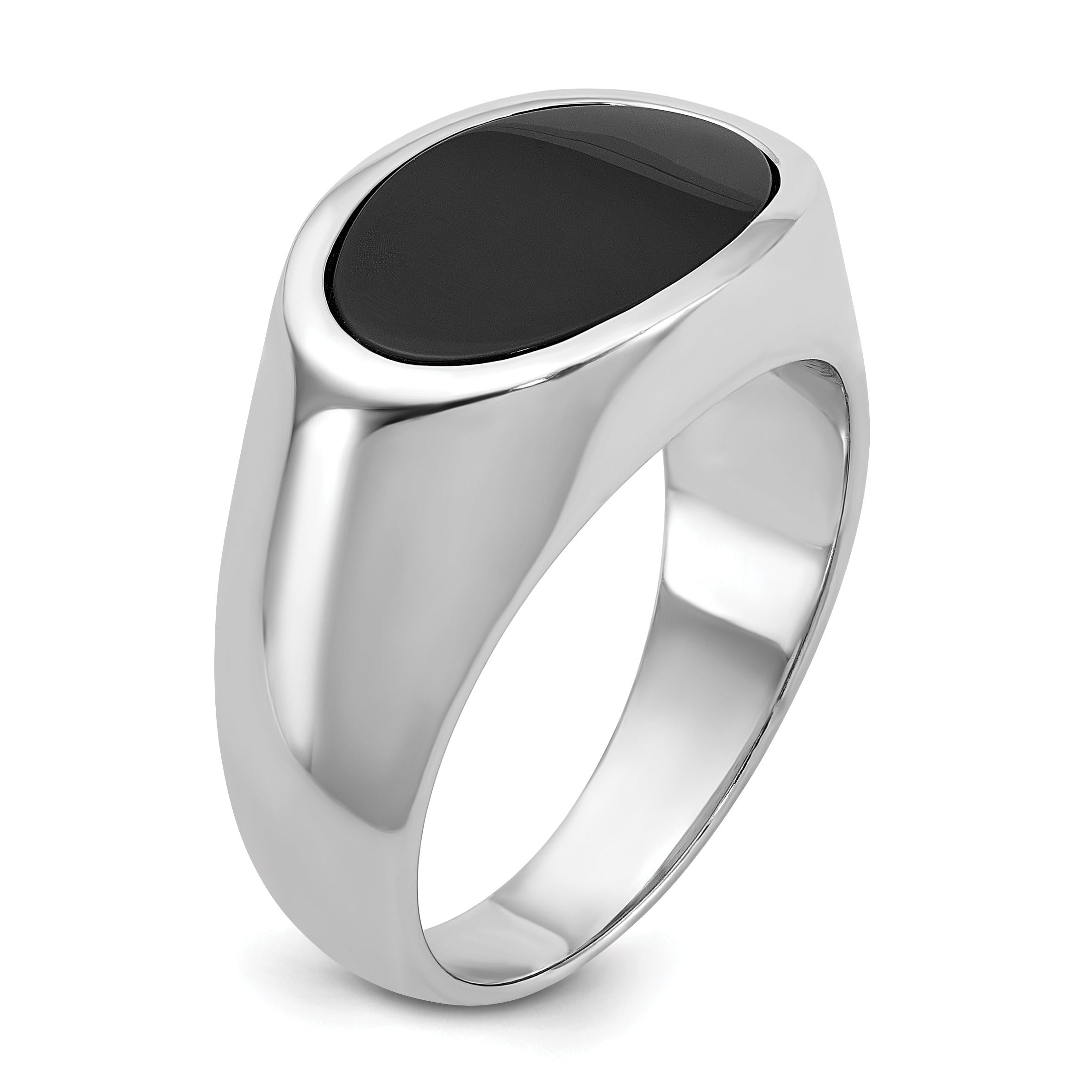 14k White Gold Mens East-West Oval Onyx Ring Mounting, Mounting Only - Sophia Jewelers