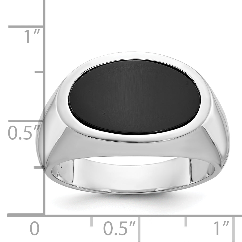 14k White Gold Mens East-West Oval Onyx Complete Ring Secondary image