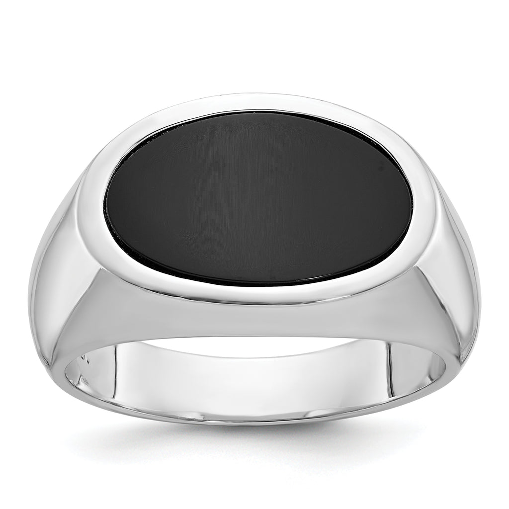 14k White Gold Mens East-West Oval Onyx Ring Mounting, Mounting Only - Sophia Jewelers