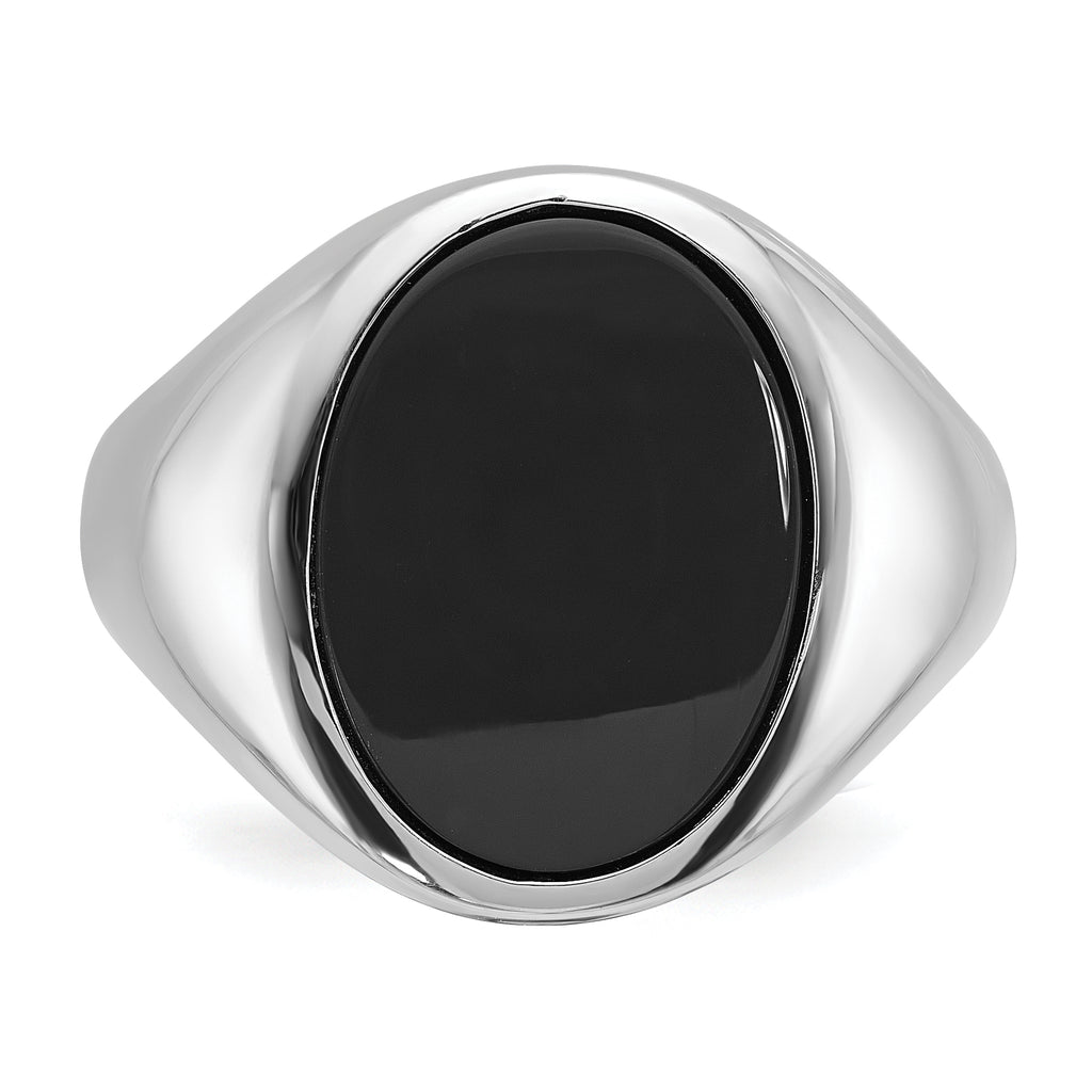 14k White Gold Mens Oval Gemstone Ring Mounting, Mounting Only - Sophia Jewelers