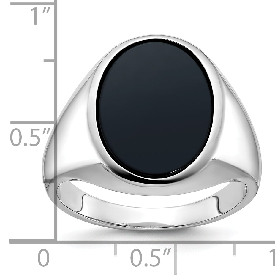 14k White Gold Mens Oval Onyx Complete Ring Secondary image