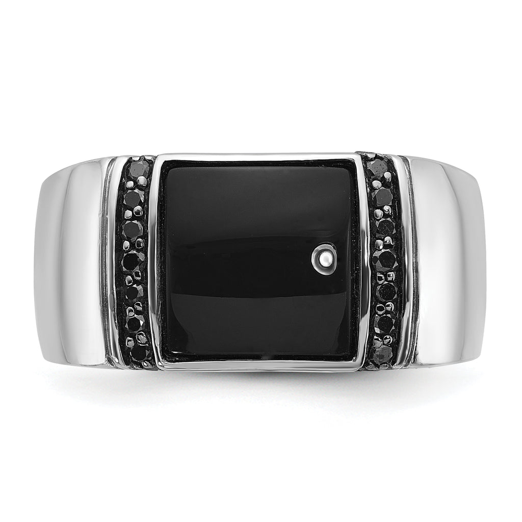 14k White Gold Mens Rectangle Onyx and Diamond Ring Mounting, Mounting Only - Sophia Jewelers