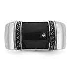 14k White Gold Mens Rectangle Onyx and Diamond Ring Mounting, Mounting Only - Sophia Jewelers