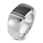 14k White Gold Mens Rectangle Onyx and Diamond Ring Mounting, Mounting Only - Sophia Jewelers