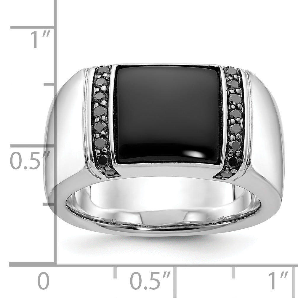 14k White Gold Mens Rectangle Onyx and Diamond Ring Mounting, Mounting Only Secondary image