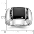 14k White Gold Mens Rectangle Onyx and Diamond Ring Mounting, Mounting Only - Sophia Jewelers