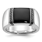 14k White Gold Mens Rectangle Onyx and Diamond Ring Mounting, Mounting Only - Sophia Jewelers