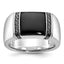 14k White Gold Mens Rectangle Onyx and 1/4 carat Black Diamond Complete Ring - Sophia Jewelers