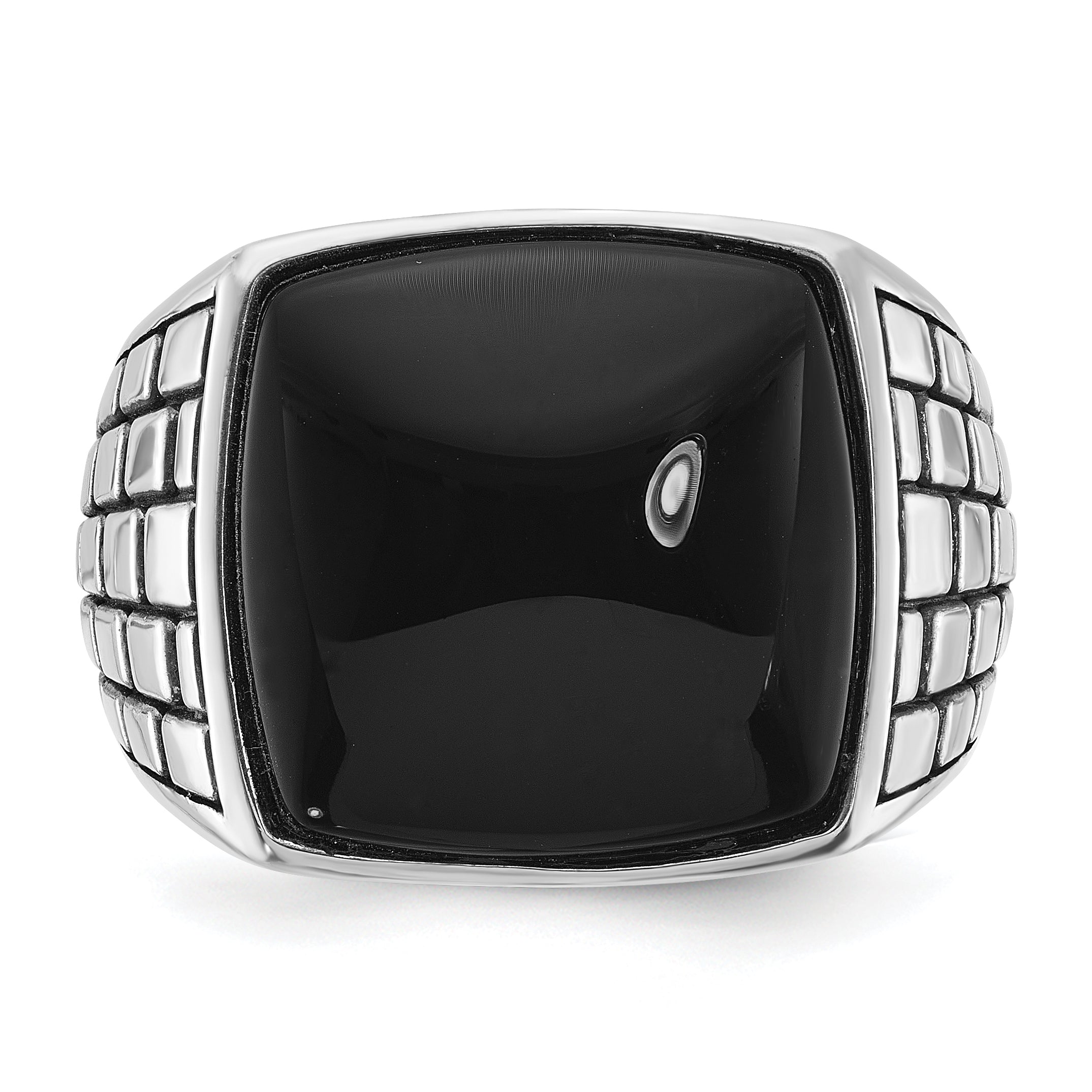 14k White Gold Mens Cushion Onyx Ring Mounting, Mounting Only - Sophia Jewelers