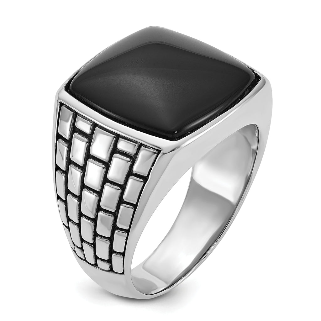 14k White Gold Mens Cushion Onyx Ring Mounting, Mounting Only - Sophia Jewelers