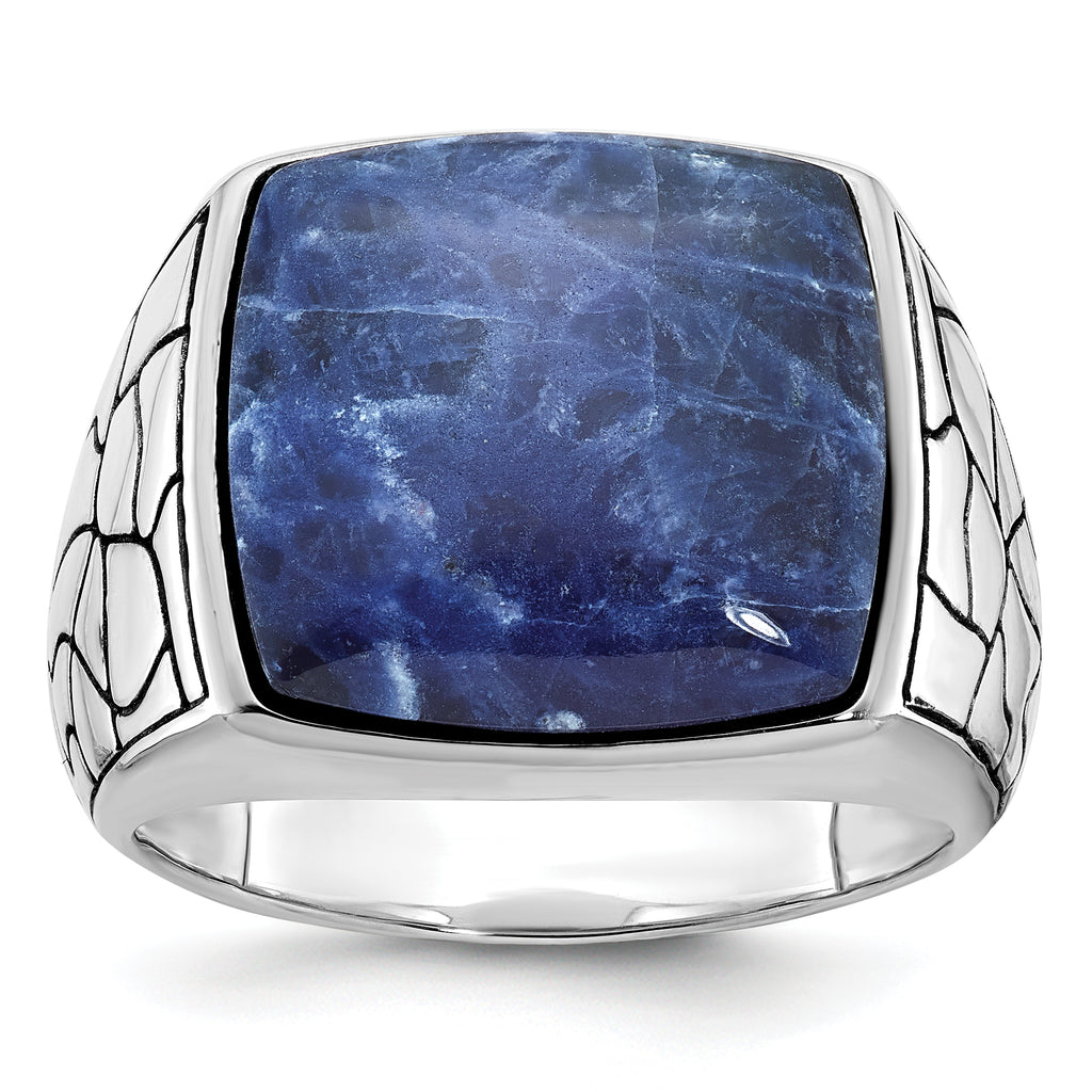 14k White Gold Mens Cushion Sodalite Ring Mounting, Mounting Only - Sophia Jewelers