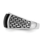 14k White Gold Mens Polished and Textured Rectangle Ring Mounting, Mounting Only - Sophia Jewelers