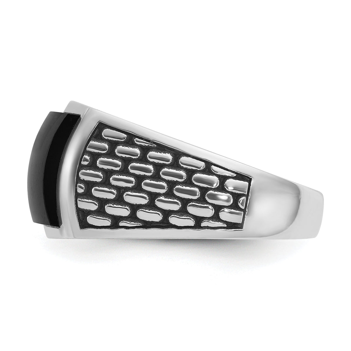 Men's Black Onyx Ring in 14K White Gold, Textured, Size 10 - Sophia Jewelers Main image