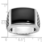 14k White Gold Mens Polished and Textured Rectangle Ring Mounting, Mounting Only - Sophia Jewelers