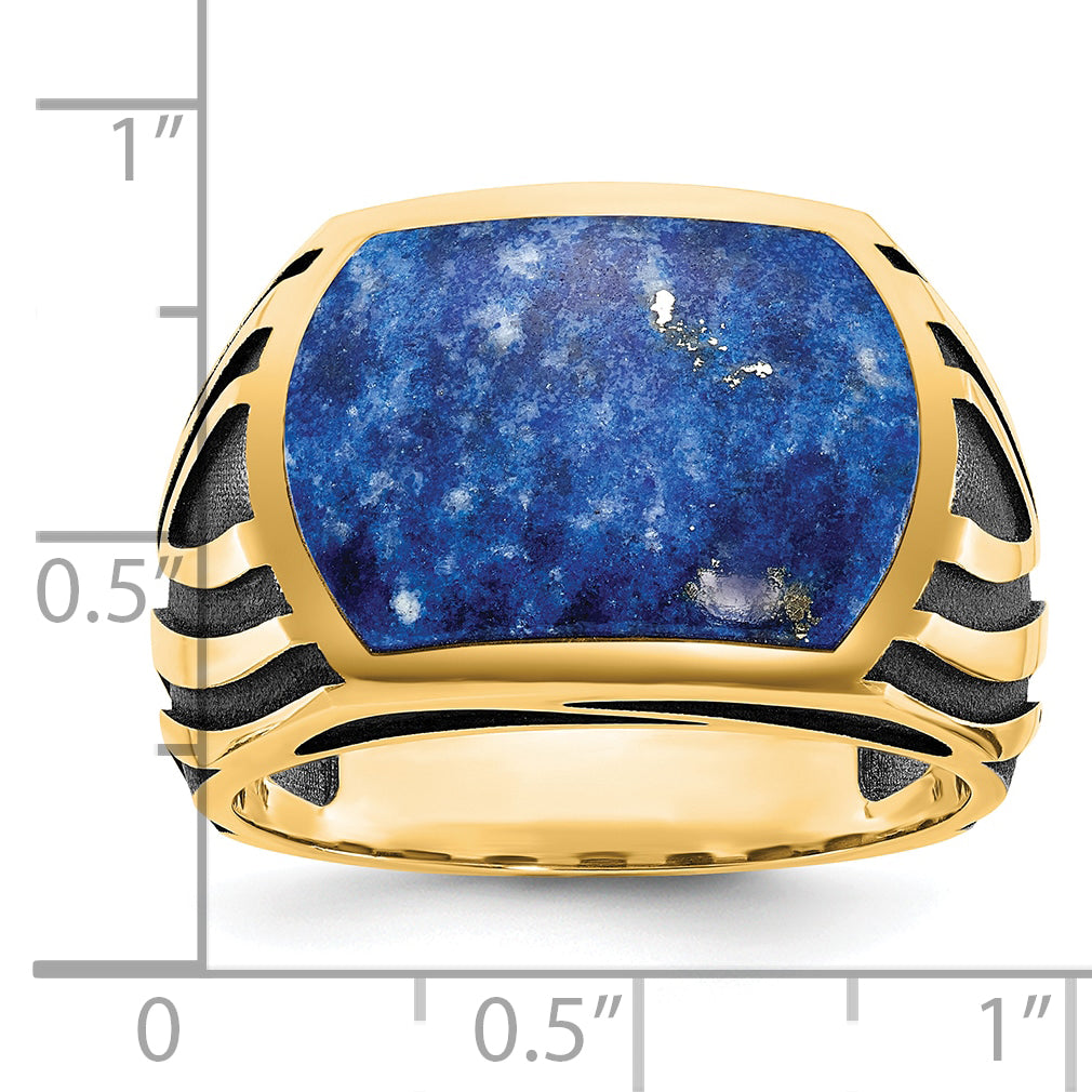 14k Yellow Gold Mens Lapis Ring Mounting, Mounting Only - Sophia Jewelers