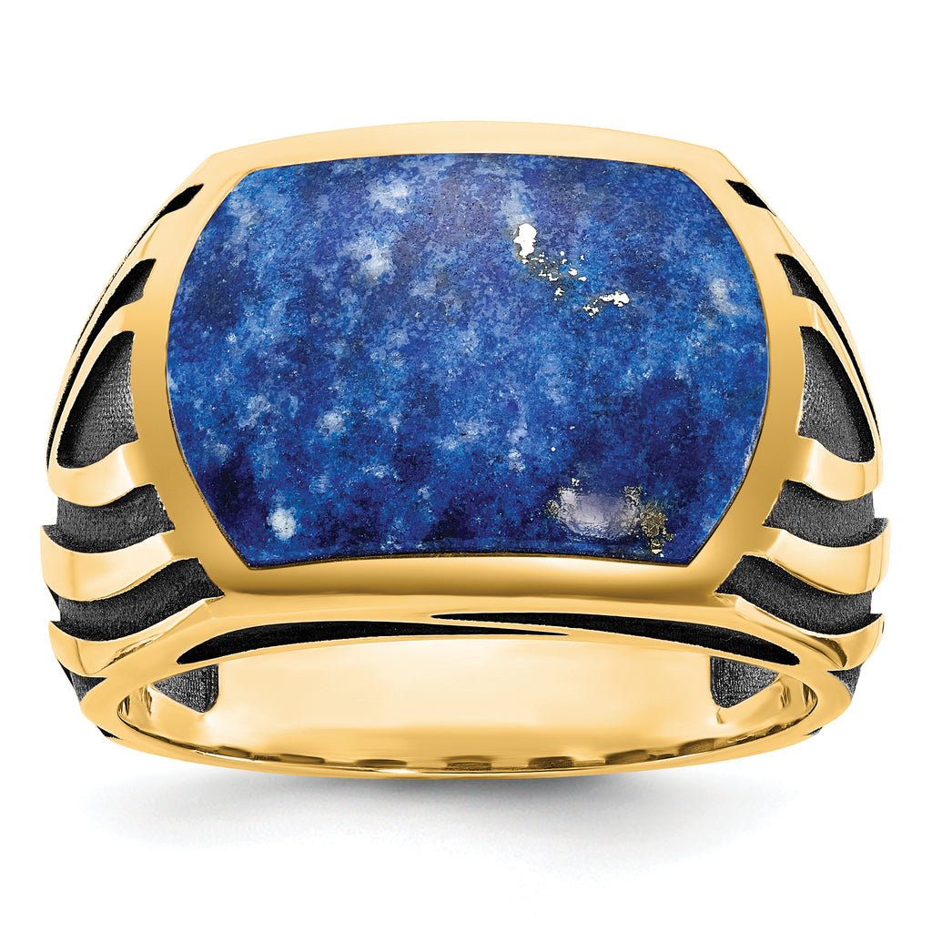 14k Yellow Gold Mens Lapis Ring Mounting, Mounting Only - Sophia Jewelers