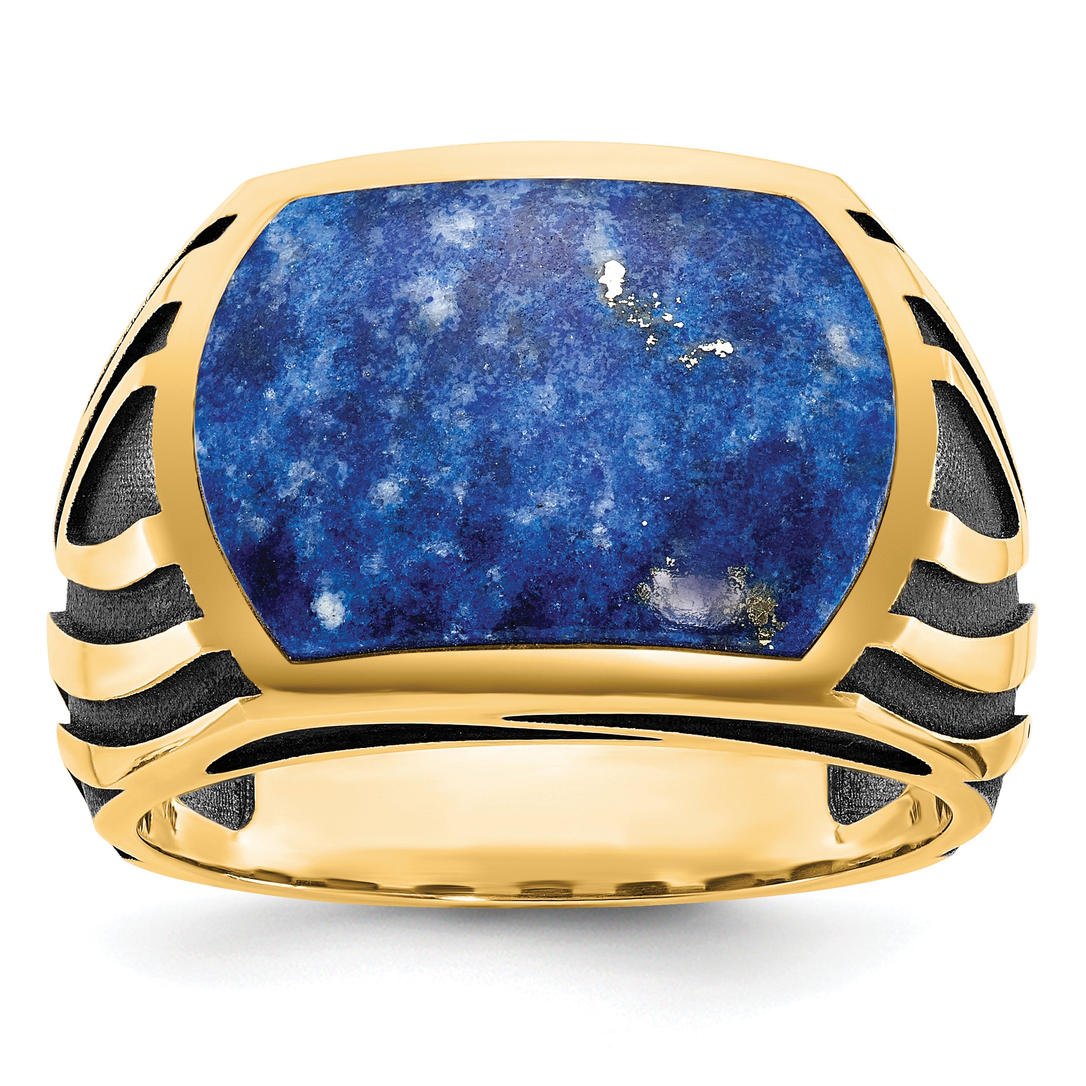 14k Yellow Gold Mens Lapis Ring Mounting, Mounting Only - Sophia Jewelers