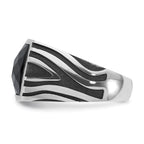 14k White Gold with Black Rhodium Mens Onyx Complete Ring - Sophia Jewelers